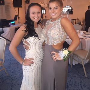 Taupe prom dress (right)